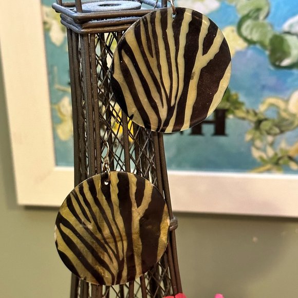 Animal Print Round Drop Earring - Picture 1 of 3